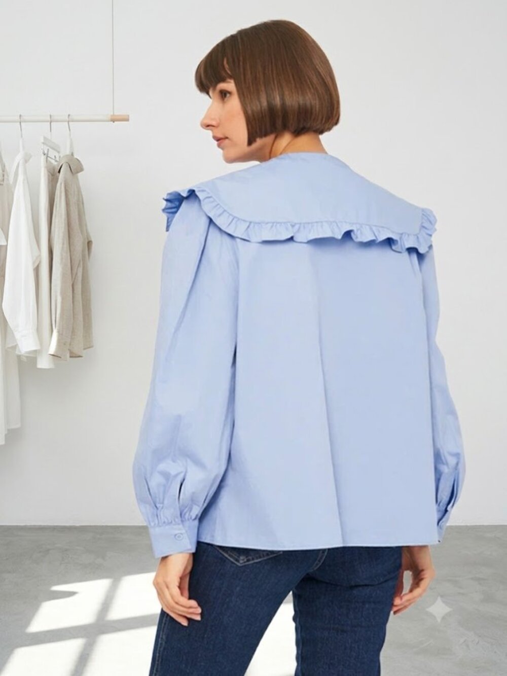 Zara Poplin Blouse With Peter Pan Collar - XS - Picture 3 of 7
